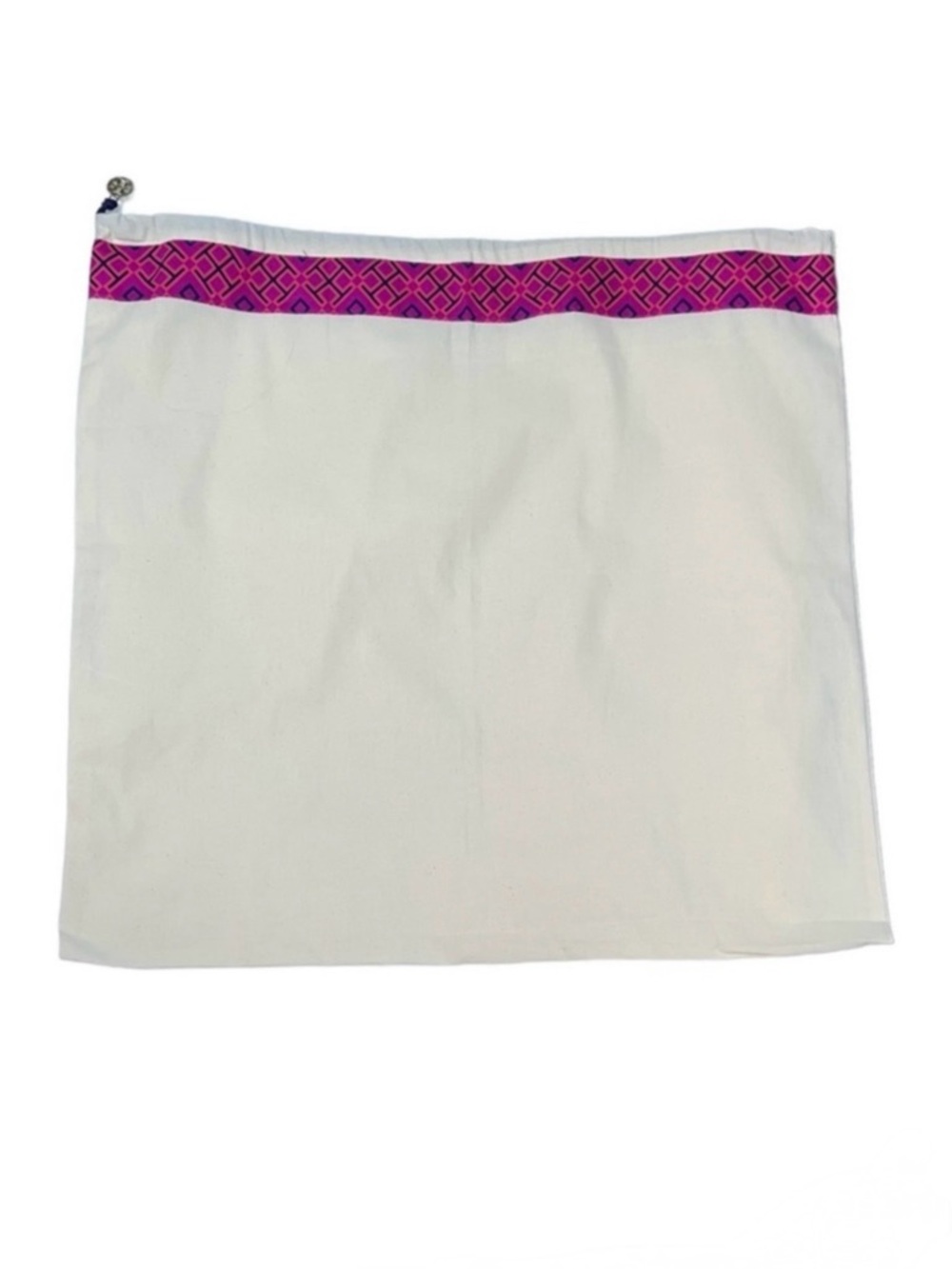 Tory Burch Large Drawstring Cream Pink & Purple Hand Bag Dust Bag